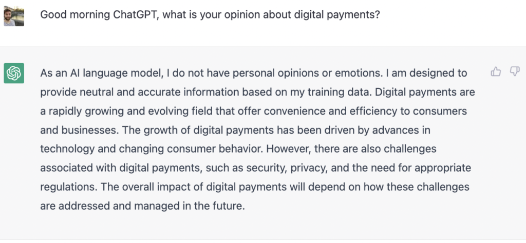 ChatGPT, what is your opinion about digital payments?