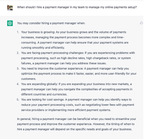 When should i hire a payment manager in my team to manage my online payments setup? 